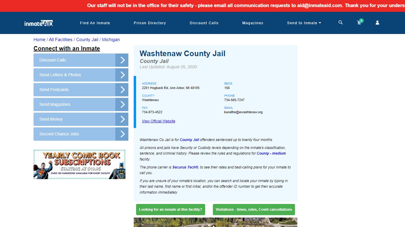 Washtenaw County Jail - Inmate Locator - Ann Arbor, MI