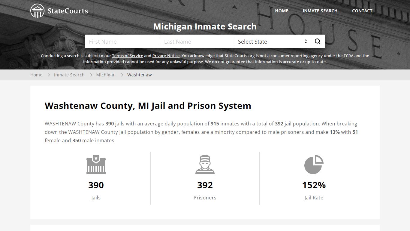 Washtenaw County, MI Inmate Search - StateCourts