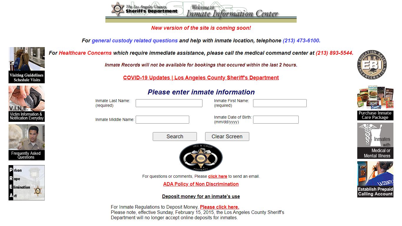 Inmate Search - Los Angeles County Sheriff's Department